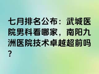 七月排名公布：武城医院男科看哪家，南阳清大医院技术卓越超前吗?